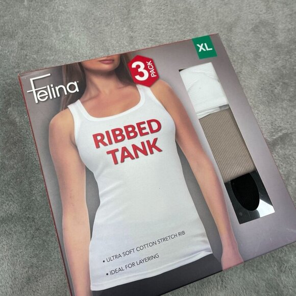Felina Womens 3-Pack Ribbed Tank Tops XL Ultra SoftLayering NWT 6476 - Picture 1 of 3